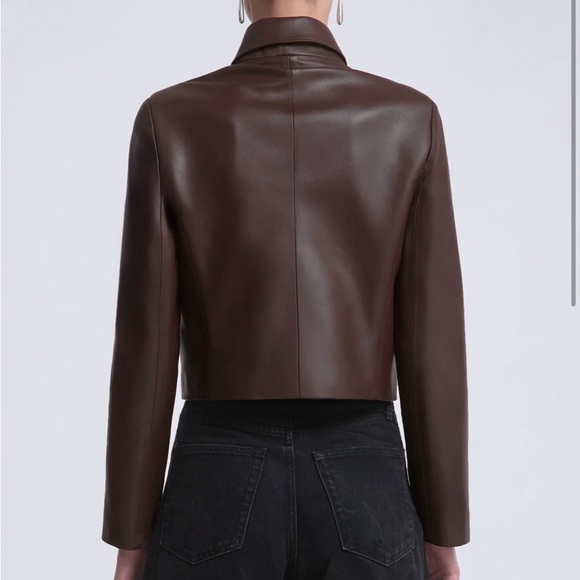 Barely Worn Nour Hammour Dark Brown Leather Jacket for Women - Picture 3 of 6